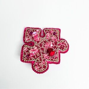 HANDMADE Elegant Pink Beaded Puzzle Brooch